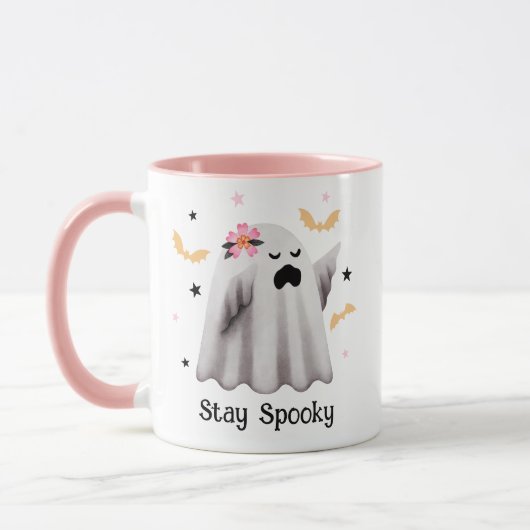Schattige Ghost Stay Spooky Halloween Mok (Links)