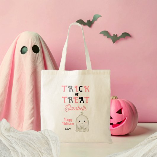Schattige Ghost Trick or treat Halloween Tote Bag