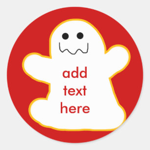 Schattige Ghost Voeg je eigen onderschrift of teks Ronde Sticker