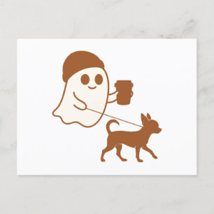 Schattige Ghost Walking Chihuahua Feestdagenkaart