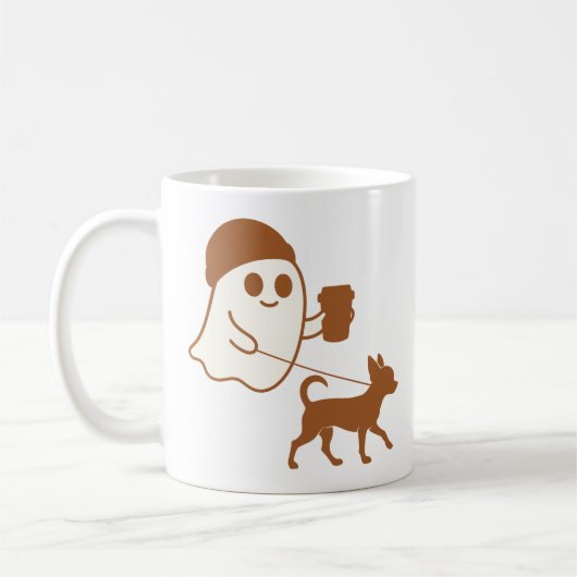 Schattige Ghost Walking Chihuahua Koffiemok (Links)