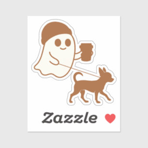 Schattige Ghost Walking Chihuahua Sticker