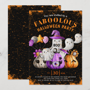 Schattige Ghosts en pompoenen BOO Halloween feest Kaart