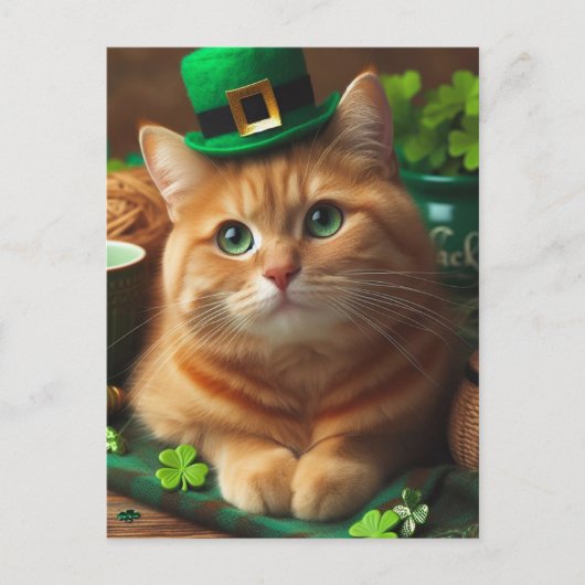 Schattige Ginger Saint Patricks Day Cat Briefkaart (Voorkant)