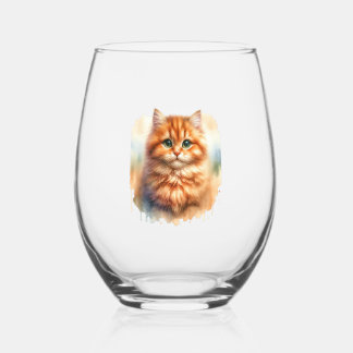 Schattige Ginger Tabby Cat Classic T-shirt Wijnglas Zonder Voet