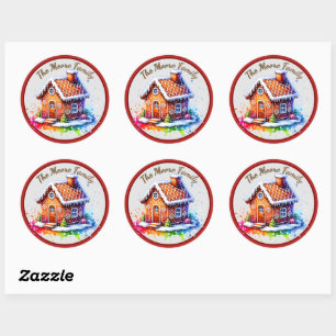 Schattige Gingerbread House Christmas Ronde Sticker