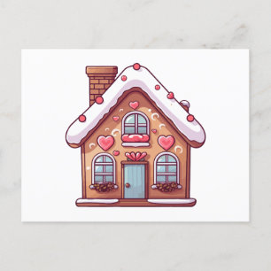Schattige Gingerbread Kerstvakantiehuis Feestdagenkaart