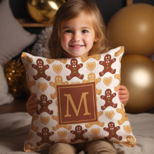 Schattige Gingerbread Man Monogram Kussen