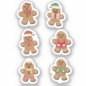 Schattige Gingerbread Mannen Kerst stickers Set (Voorkant)
