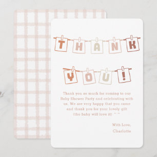 Schattige Gingham Boho Notedry Baby Shower Bedankkaart