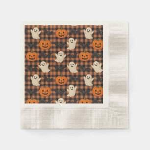 Schattige, gingham Halloween spook pompoen vleermu Servet