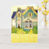 Schattige Gingham Old Fashioned Kitchen, Paper Dol Kaart (Gele Bloem)