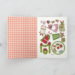 Schattige Gingham Ouderwetse Kerst Papieren Pop Kaart