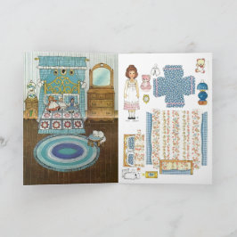 Schattige Gingham Ouderwetse Slaapkamer Papieren P Kaart