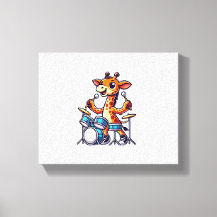 Schattige Giraf die Drums Speelt Giraffen Drummer Canvas Afdruk