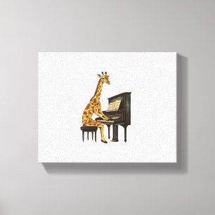Schattige Giraf die Piano Speelt Giraffen Muzikant Canvas Afdruk