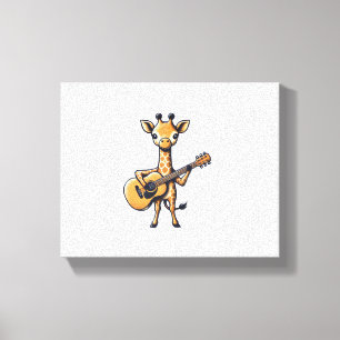 Schattige Giraf Gitaar Spelend Giraffen Muzikant M Canvas Afdruk