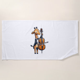 Schattige girafe die cello speelt Giraffen Muzikan Strandlaken