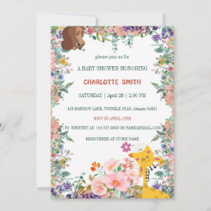Schattige giraffe bloem gradient flora baby shower kaart