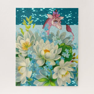 Schattige Giraffe Bloemen Legpuzzel