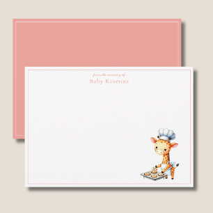 Schattige Giraffe Chef Meisje Bakkerij Nursery Bed Notitiekaartje