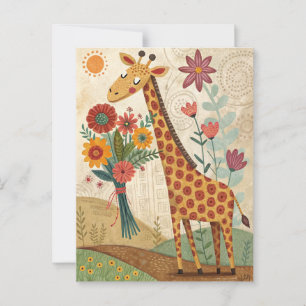 Schattige giraffe gefeliciteerd kinderen volkskuns briefkaart