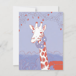 Schattige giraffe gefeliciteerd paarse popart briefkaart
