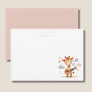 Schattige Giraffe Gitaar Baby Shower Kraamkamer Be Notitiekaartje