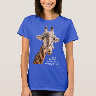 Schattige Giraffe GLIMLACH Moderne Grappige Spreuk T-shirt