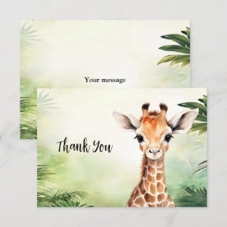 Schattige Giraffe Jungle Baby Shower Feest Mooie Bedankkaart