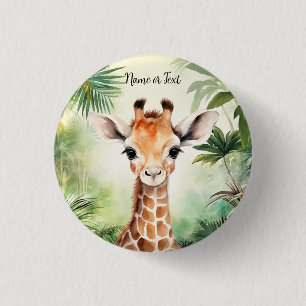 Schattige Giraffe Jungle Baby Shower Feest Mooie Ronde Button 3,2 Cm