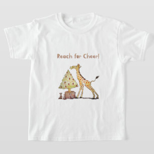 Schattige Giraffe Kerstmis – Handgetekende Kunst T-shirt