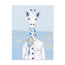Schattige giraffe lichtblauwe popart