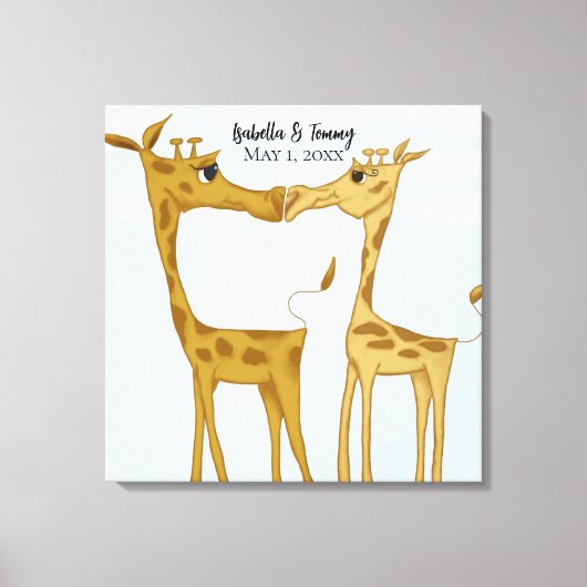 Schattige Giraffe Lovers Canvas Afdruk (Voorkant)