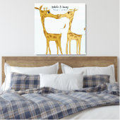 Schattige Giraffe Lovers Canvas Afdruk (Insitu (Slaapkamer))