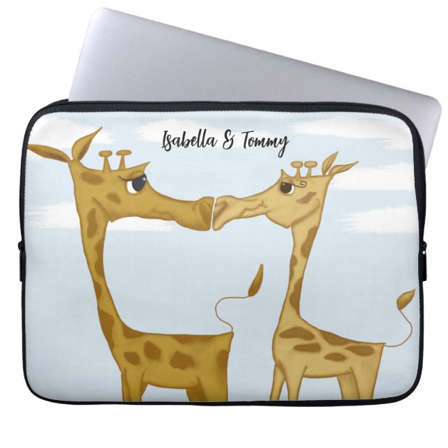 Schattige Giraffe Lovers Laptop Sleeve (Voorkant)