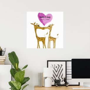 Schattige Giraffe Lovers Poster