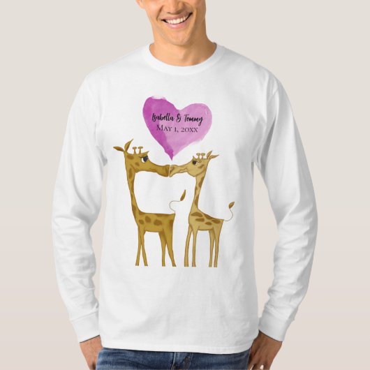 Schattige Giraffe Lovers T-shirt (Voorkant)