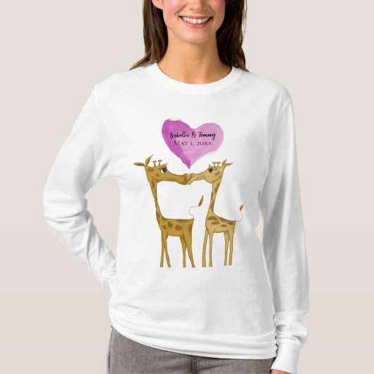 Schattige Giraffe Lovers T-shirt (Voorkant)