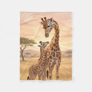 Schattige Giraffe Moeder En Baby Safari Fleece Bla Deken