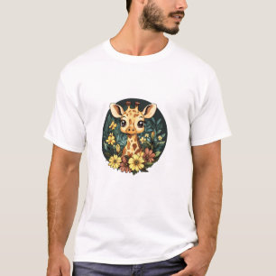 Schattige Giraffe omgeven door bloemen _4 T-shirt