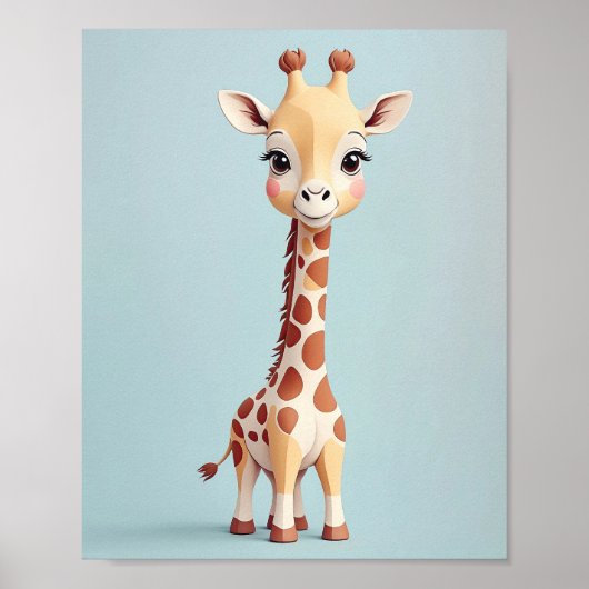 Schattige Giraffe - Safari Animal Nursery Wall Art Poster (Voorkant)