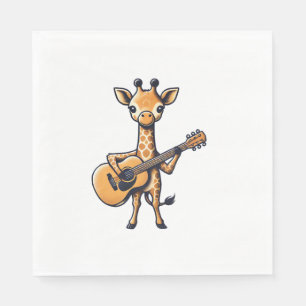 Schattige Giraffe Speelt Gitaar Giraffen Muzikant Servet