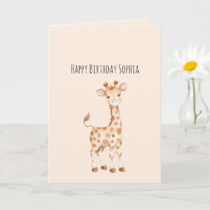 Schattige Giraffe Verjaardag Kaart