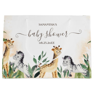 Schattige Giraffe,Zebra Bladeren Baby Shower Groot Cadeauzakje