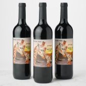 Schattige Giraffes Moederdag Wijn Etiket (Flessen)