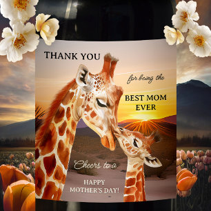 Schattige Giraffes Moederdag Wijn Etiket