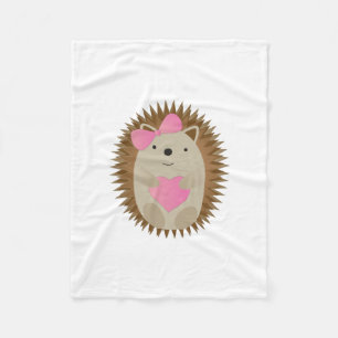 Schattige Girl Cartoon Hedgel die een hart knuffel Fleece Deken