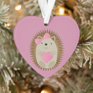Schattige Girl Cartoon Hedgel die een hart knuffel Ornament