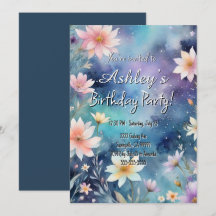 Schattige Girl's Space & Flower Thema Verjaardagsf